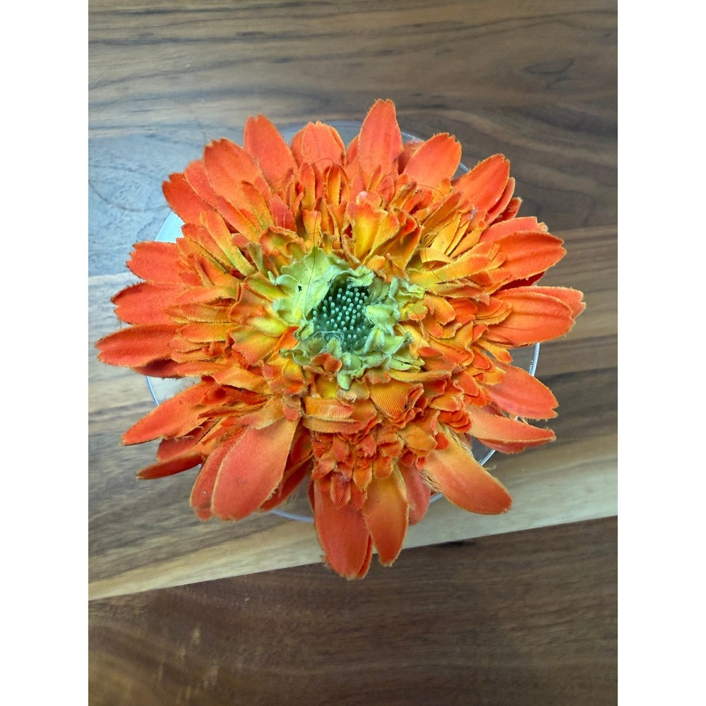 VTG Karin's Garden Gerbera Daisy Pin Orange Floral Brooch Hat Accessory